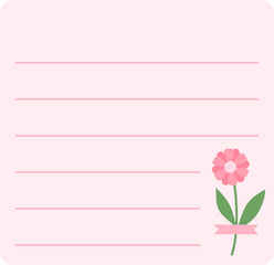 Floral Note Card with Blank Lines Flower Notes Background