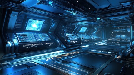 Futuristic Spaceship Bridge: Digital Command Center
