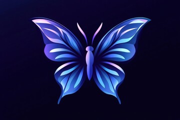 Glowing Purple Blue Butterfly On Dark Background