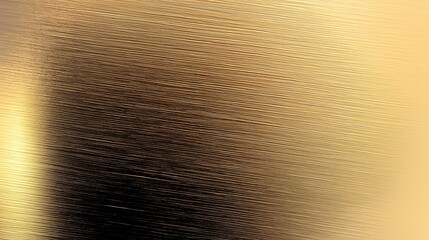 Naklejka premium A close-up of brushed gold metal texture, featuring a sleek gradient reflection. Ideal for backgrounds, luxury design, and branding