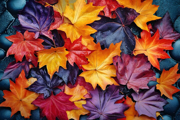 Photo Autumn Leaves Colorful Fall Orange Red Yellow Purple