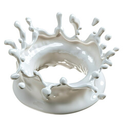 dynamic splash of white liquid creates eye catching circular shape, showcasing beauty of motion and fluidity. droplets radiate outward, emphasizing energy of moment