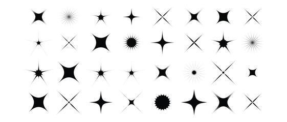 collection of Twinkle stars icon. Sparkle star, Shine and twinkle star Isolated on white background. vector illustration.