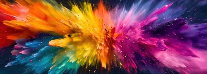 Colorful powder exploding, creating vibrant clouds of pigment