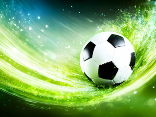 Fototapeta premium Soccer Ball Abstract Green Background Illustration
