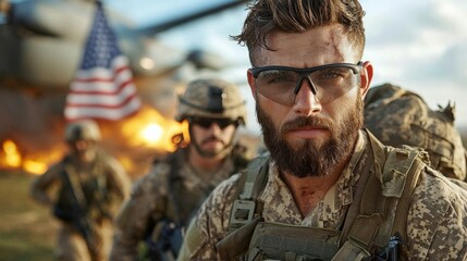 Fototapeta premium Critical Medivac Scene with US Army Medics
