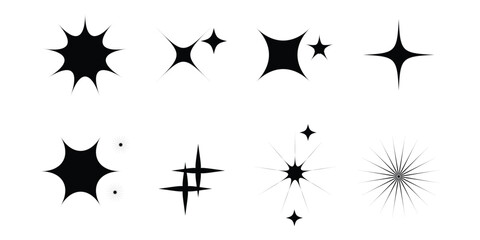 collection of Twinkle stars icon. Sparkle star, Shine and twinkle star Isolated on white background. vector illustration.