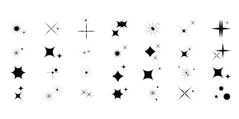 collection of Twinkle stars icon. Sparkle star, Shine and twinkle star Isolated on white background. vector illustration.