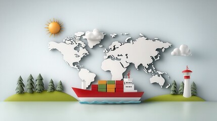 Abstract Global Shipping Concept in Vector Style