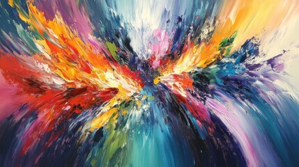 Obraz premium Colorful abstract painting exploding with vivid colors and dynamic brushstrokes