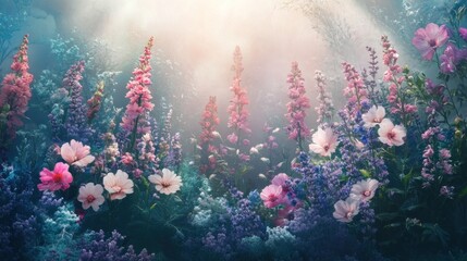 Fototapeta premium Enchanted Garden: A Dreamlike Floral Paradise