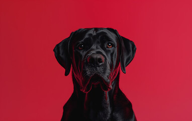 Fototapeta premium Mastiff dog on minimalistic colorful background with Copy Space. Perfect for banners, veterinary ads, pet food promotions, and minimalist designs.