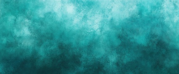 Obraz premium Elegant teal watercolor background with soft white clouds creating dreamy atmosphere