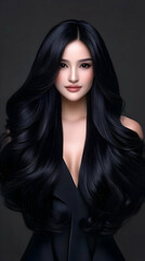 Fototapeta premium Illustration - Beauty, Hair, Woman, Fashion, Makeup, Portrait, Model, Hairstyle, Style, Glamour