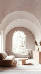 3D Illustration Modern Minimalist Interior Design Living Room