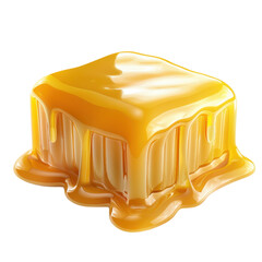 Delicious honey dripping from golden block, showcasing its smooth texture and rich color, perfect for culinary uses or as sweet treat