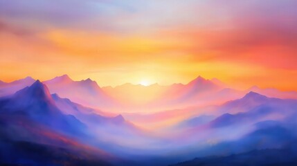 Fototapeta premium A mesmerizing view of mountains at sunset, with hues of purple, orange, and pink. Perfect for travel, inspiration, and nature themes