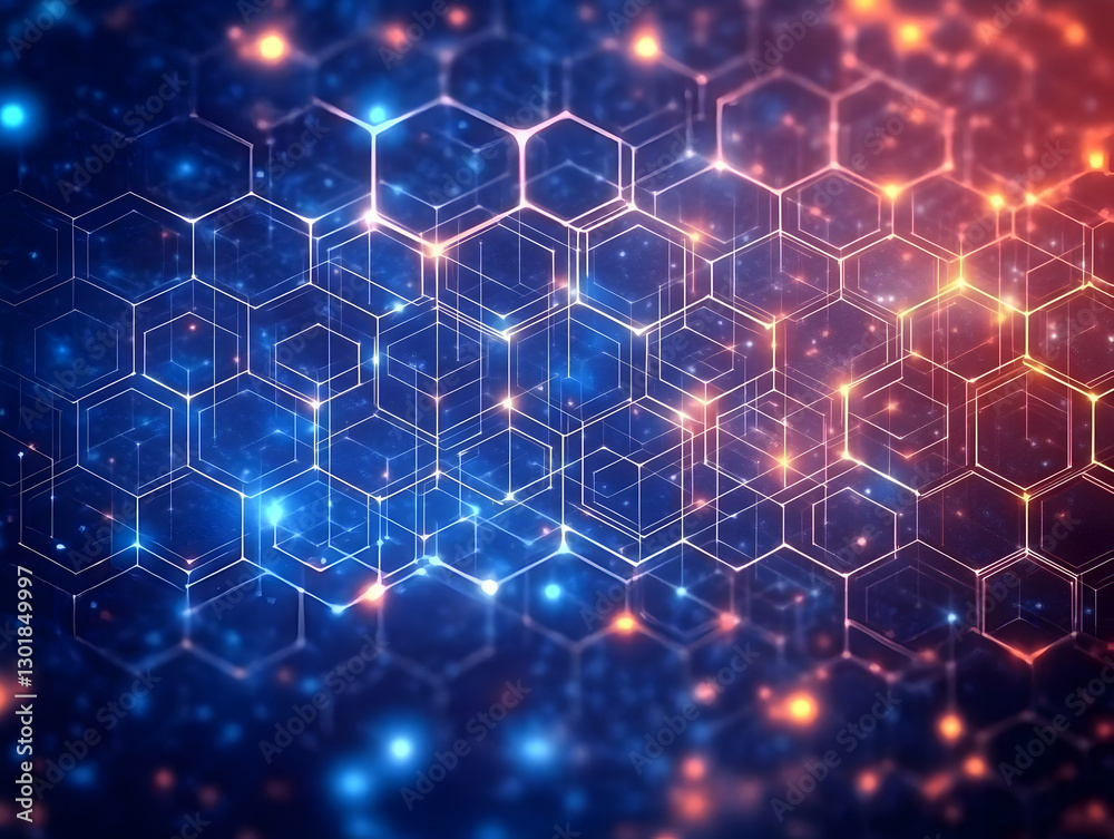 Wall mural abstract background - hexagonal network illustration