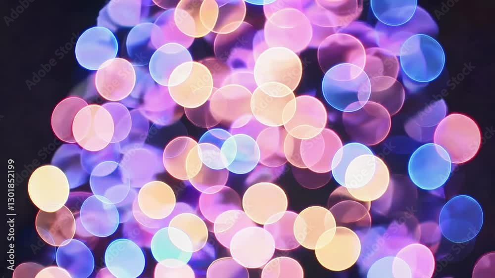 Poster colorful bokeh lights in various hues on dark background. abstract art concept