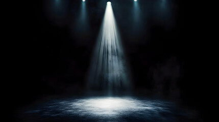 Abstract Background Illustration - Dark Empty Room, Spotlights, Fog, Floor