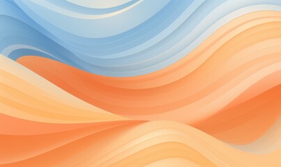 Fototapeta premium Abstract wavy patterns in soft blue and orange hues creating a serene background effect