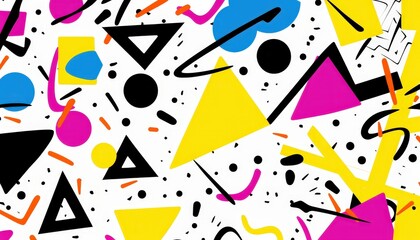 Colorful abstract geometric shapes and patterns on a white background, ideal for creative designs