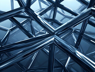3D Illustration Abstract Background Blue Metallic Structure