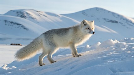 Obraz premium Arctic Fox in Snowy Wilderness 