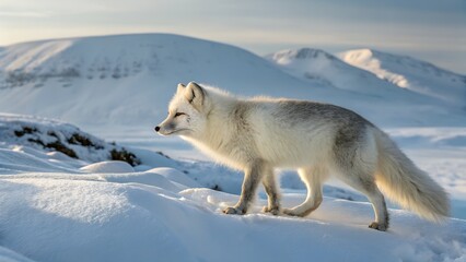 Fototapeta premium Arctic Fox in Snowy Wilderness 
