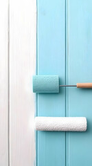 Obraz premium Photo - Painting Wooden Planks with Paint Roller, DIY Home Improvement