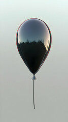 Obraz premium 3D Illustration - Black Balloon, Minimalist Design, Reflective Surface