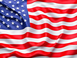 Obraz premium Illustration of Waving Flag with Red and White Stripes, Blue Field, and White Stars