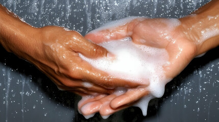 Fototapeta premium Closeup of Hands Washing with Soap