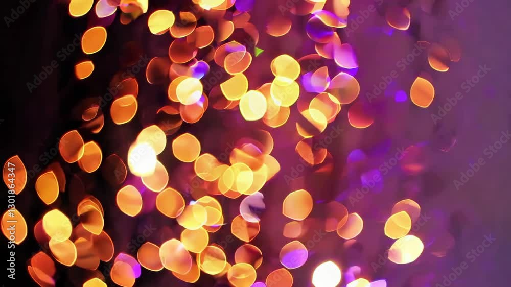 Poster bokeh lights with warm tones against a dark background. abstract festive concept