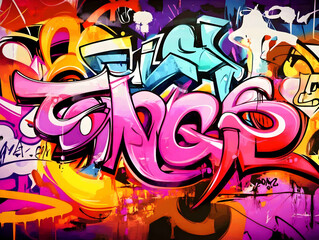 Illustration - Vibrant Graffiti Art Mural Painting, Urban Street Art