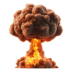 atomic explosion: nuclear mushroom blust on transparent background