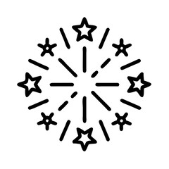 Fireworks explosion icon in black outline vector style