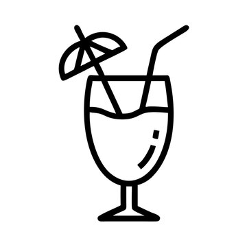 Cocktail glass with umbrella in black and white