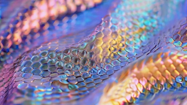 Snake skin textured background with holographic iridescent tones