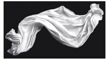 Fototapeta premium Abstract white fabric draped on dark background
