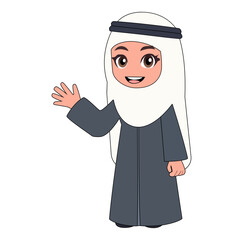 Obraz premium Cartoon Girl Greeting Ramdhan Vectors Illustration