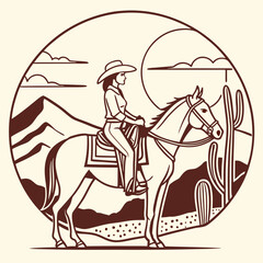 Retro Cowgirl Bundle SVG Vintage Bohemian Western Boho Chic Women Horse Illustration Cowboy Bronco Rodeo