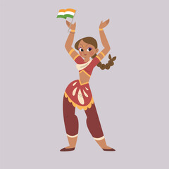 India dancing girl character in flat vector design