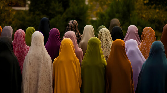 Photo Colorful Veils Women Gathering Community Tradition