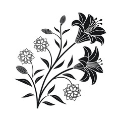 Black flower vector set feature abstract floral design silhouettes, and geometric patterns