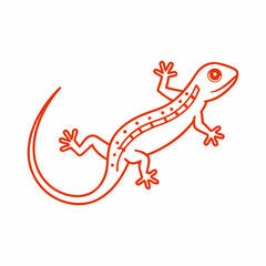Fototapeta premium Cartoon vector icon of a lizard, orange lines, wildlife theme