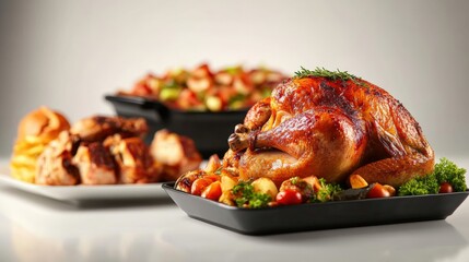 Fototapeta premium Delicious roast turkey feast home kitchen food photography warm atmosphere close-up culinary delight