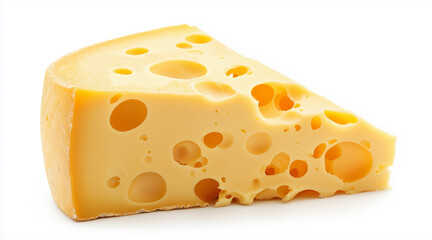 Piece of delicious cheese isolated on white background