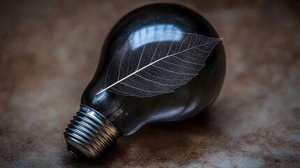 Photo, Leaf Skeleton in Light Bulb, Nature, Energy, Idea, Concept, Innovation, Ecology, Green, Sustainable