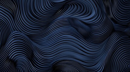 Abstract 3D Render: Dark Blue Wave Pattern Design AI Generated